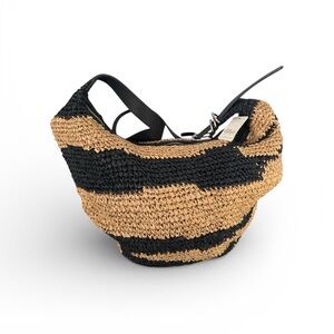 FREE PEOPLE *NWT* Shoulder Bag Black Motif Black Mix Woven Lined Zip